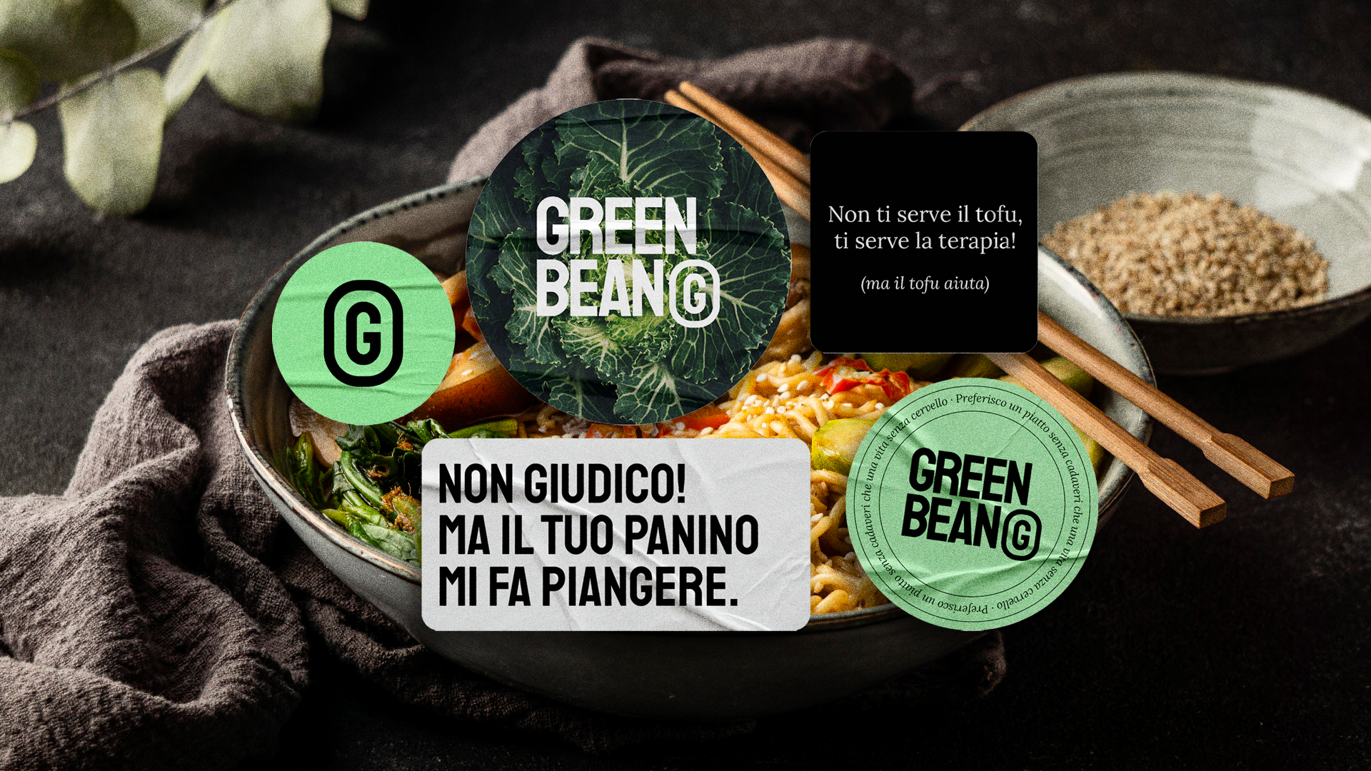 mockup stickers green bean